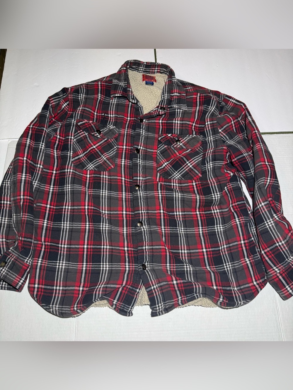 Big Mac Jacket Mens XL Workwear Plaid Flannel Shirt Sherpa Lined Long Sleeve